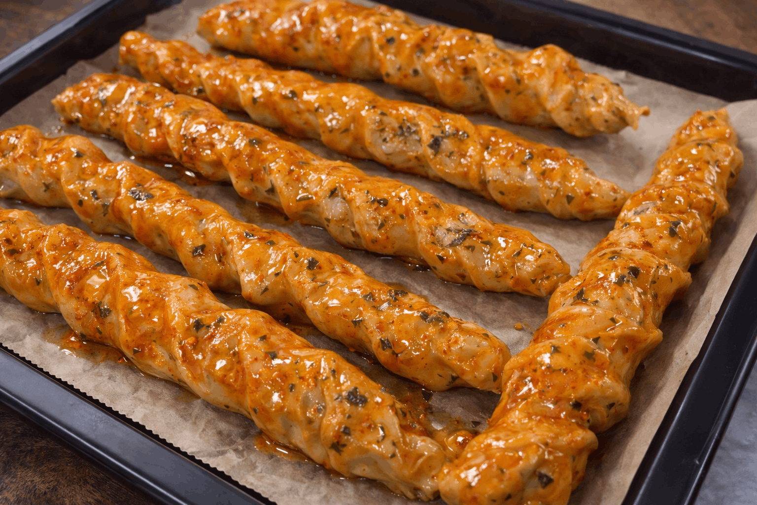 Fırında Soslu Tavuk Şiş Kebap